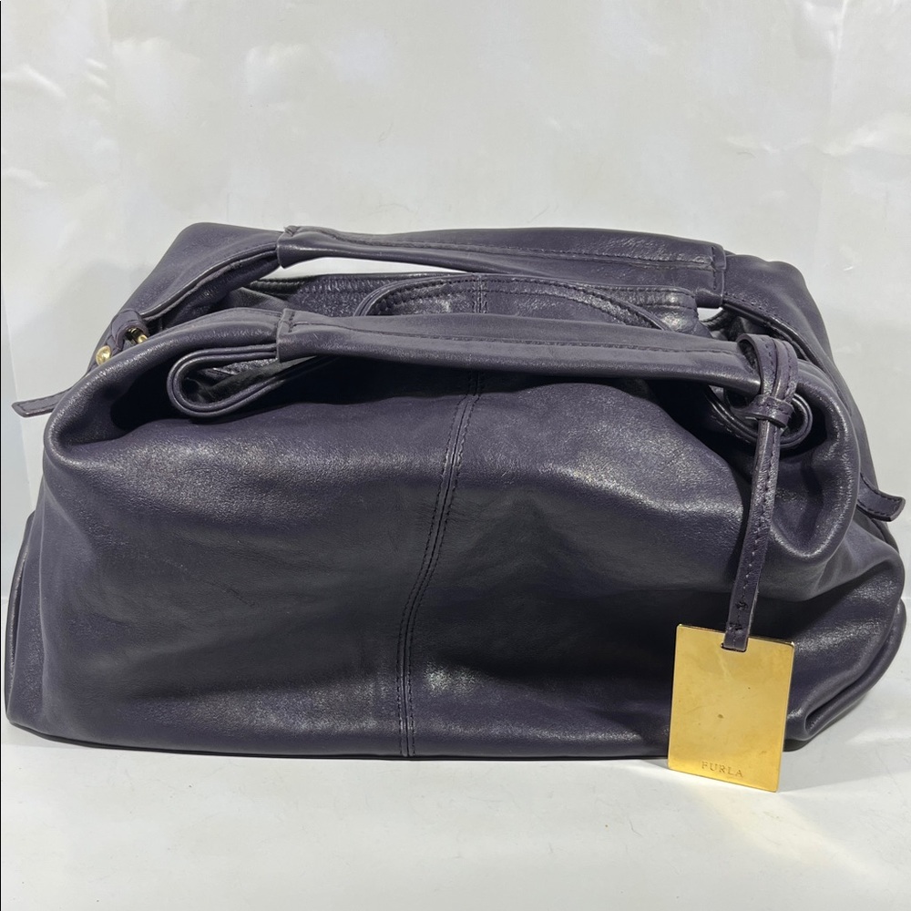 Furla Dark Purple Leather Shoulder Bag